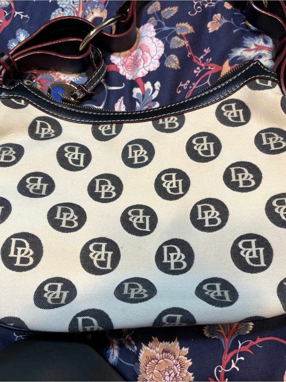 Dooney & Bourke Y2K Signature DB Monogram Double Pocket Hobo Bag